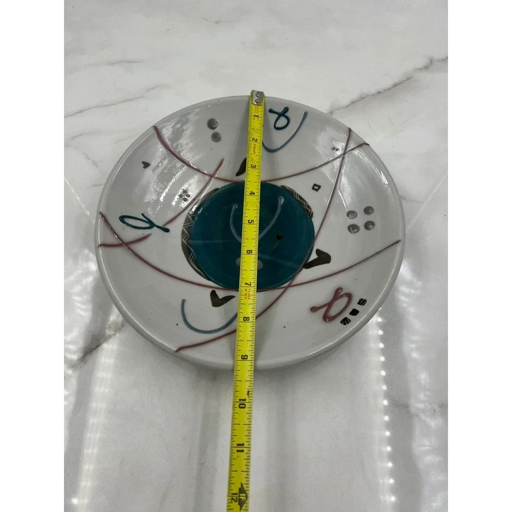 Klausner Studio Pottery Abstract Geometric Ceramic Bowl Post Modern 8.5in